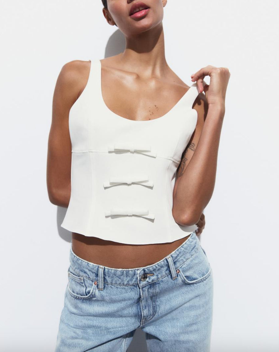 Zara Bows White Top