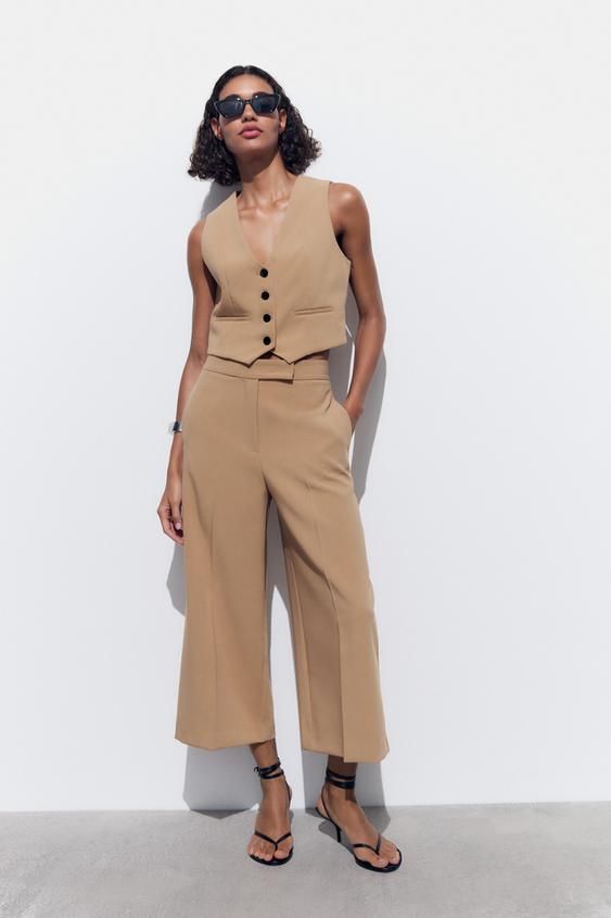 Zara high waisted culottes trousers