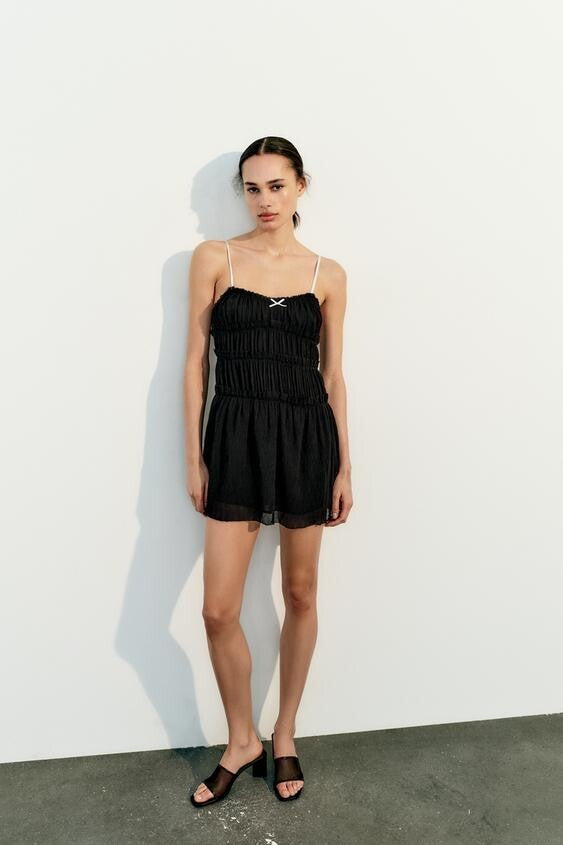 Zara Black Textured Dress