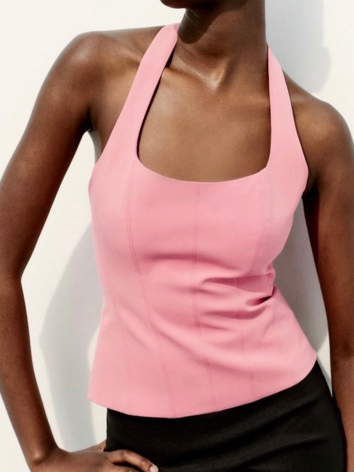 Zara halter neck pink top