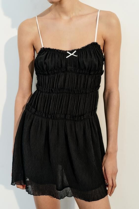 Zara Black Textured Dress