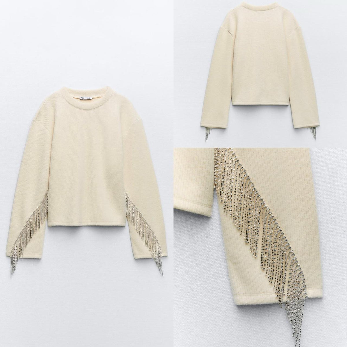ZARA RHINESTONE SOFT SWEATSHIRT